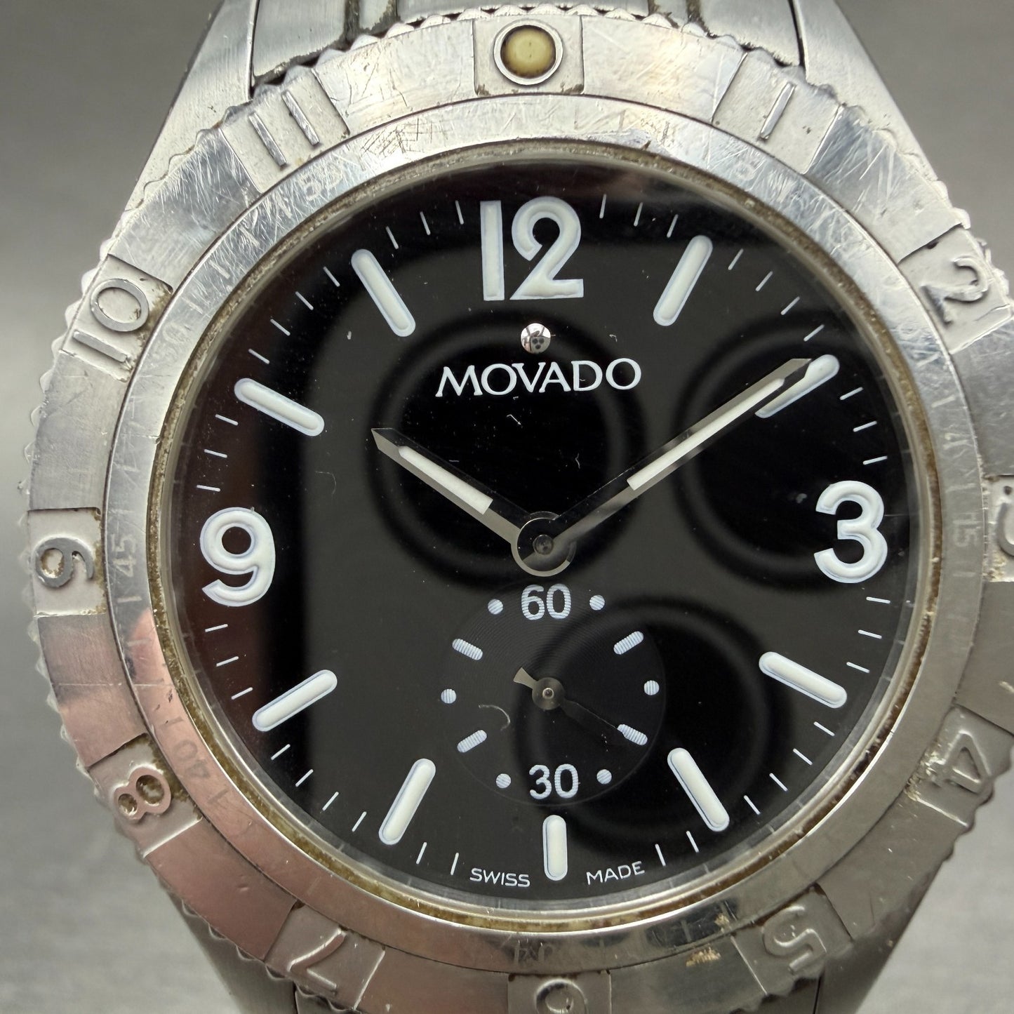 Movado Gentry Watch Men 36mm Black Dial Silver Tone Round 84 N2 1890 New Battery1