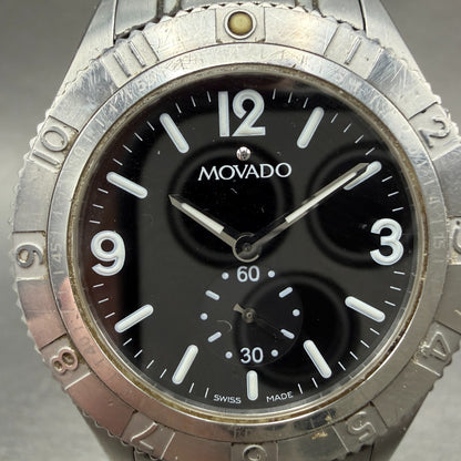 Movado Gentry Watch Men 36mm Black Dial Silver Tone Round 84 N2 1890 New Battery1