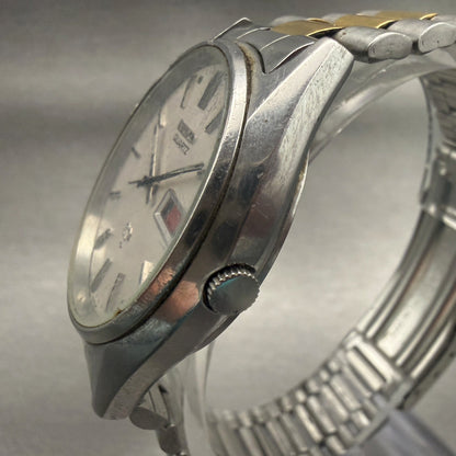 Seiko SQ Watch Men 35mm Silver Dial Two Tone Daydate Round 7123-8460 New Battery2