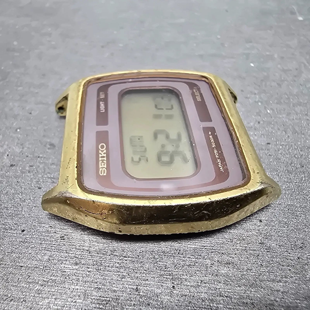 Seiko Digital Watch Men 33mm Brown Dial Gold Tone Daydate F051-5030 PARTS4