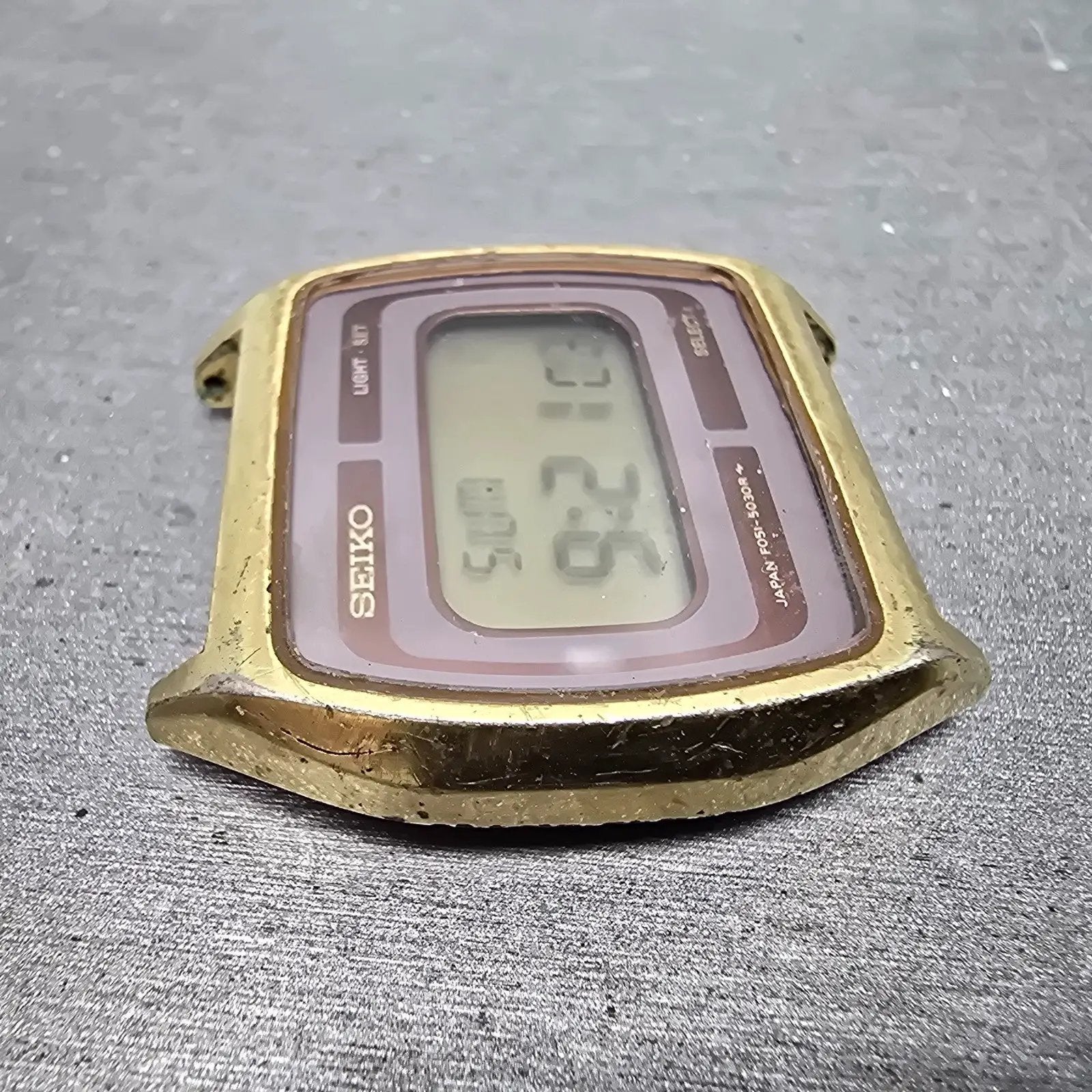 Seiko Digital Watch Men 33mm Brown Dial Gold Tone Daydate F051-5030 PARTS4