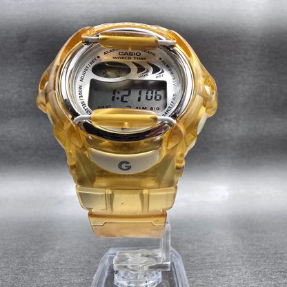 Casio Baby-G BG-169A Watch Women 43mm Silver Dial Yellow Chrono Alarm New Batt L5