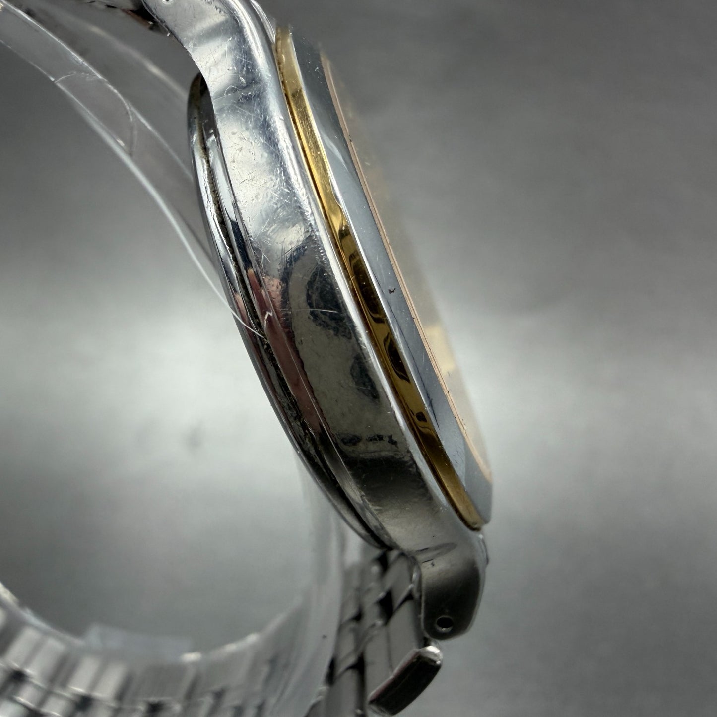 Seiko Spirit Watch Men 34mm White Dial Two Tone Date 7N22-6A80 New Battery3