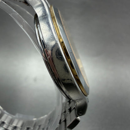 Seiko Spirit Watch Men 34mm White Dial Two Tone Date 7N22-6A80 New Battery3