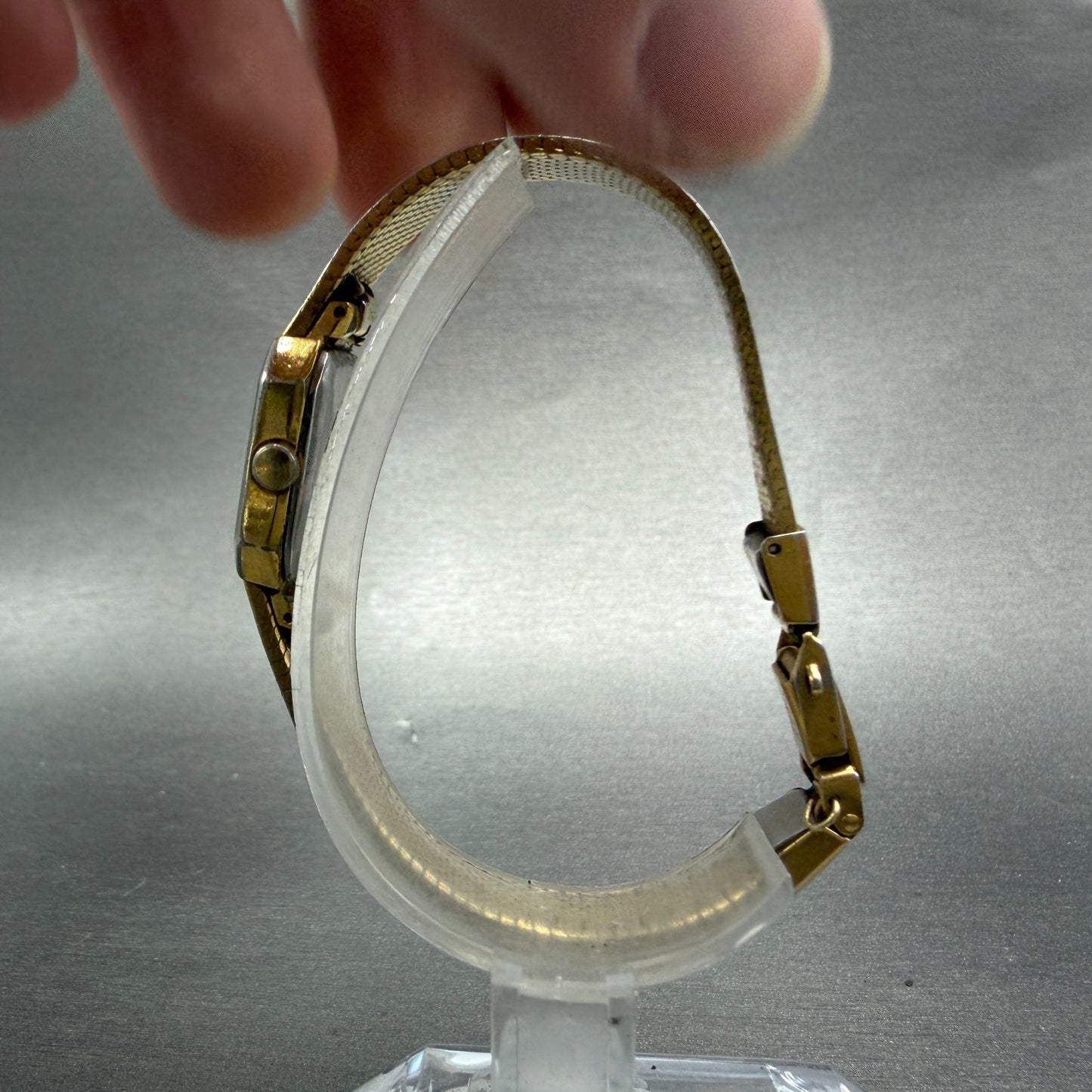 Seiko Tank Watch Women 18mm Champagne Dial Gold Tone 1400-8089 New Battery6
