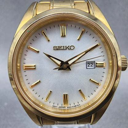 Seiko Watch Women 30mm White Dial Gold Tone Date 6n2200k0 New Battery1
