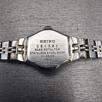 Seiko Watch Women 17mm Silver Dial Silver Tone Round 11-0639 Manual Wind Works11