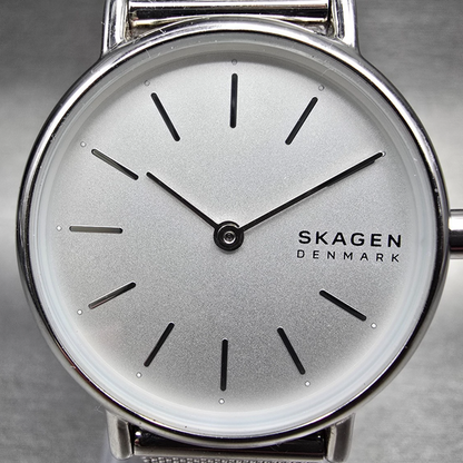 Skagen Signatur Lille Watch Women 30mm Silver Dial Silver Tone SKW2692 New Batt1