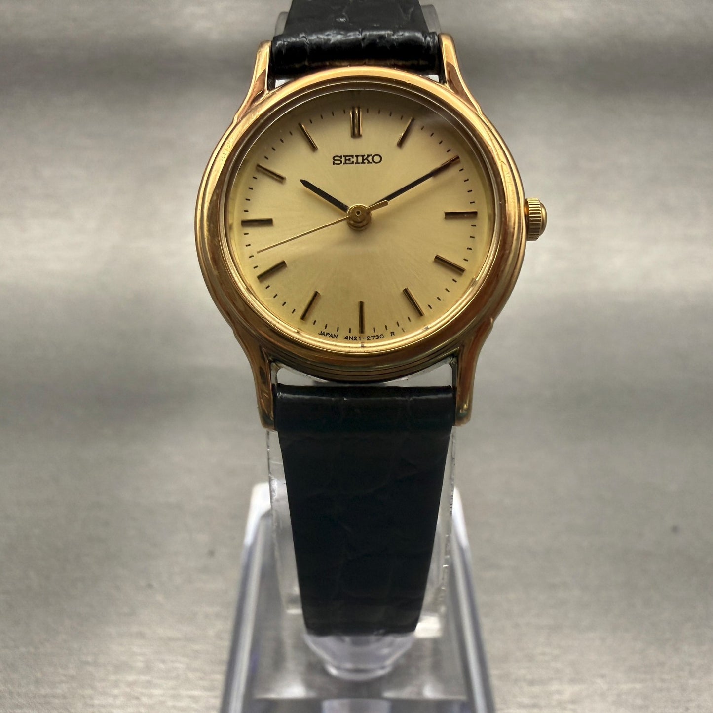 Seiko Watch Women 23mm Champagne Dial Gold Tone Round 4H21-1170 New Battery5