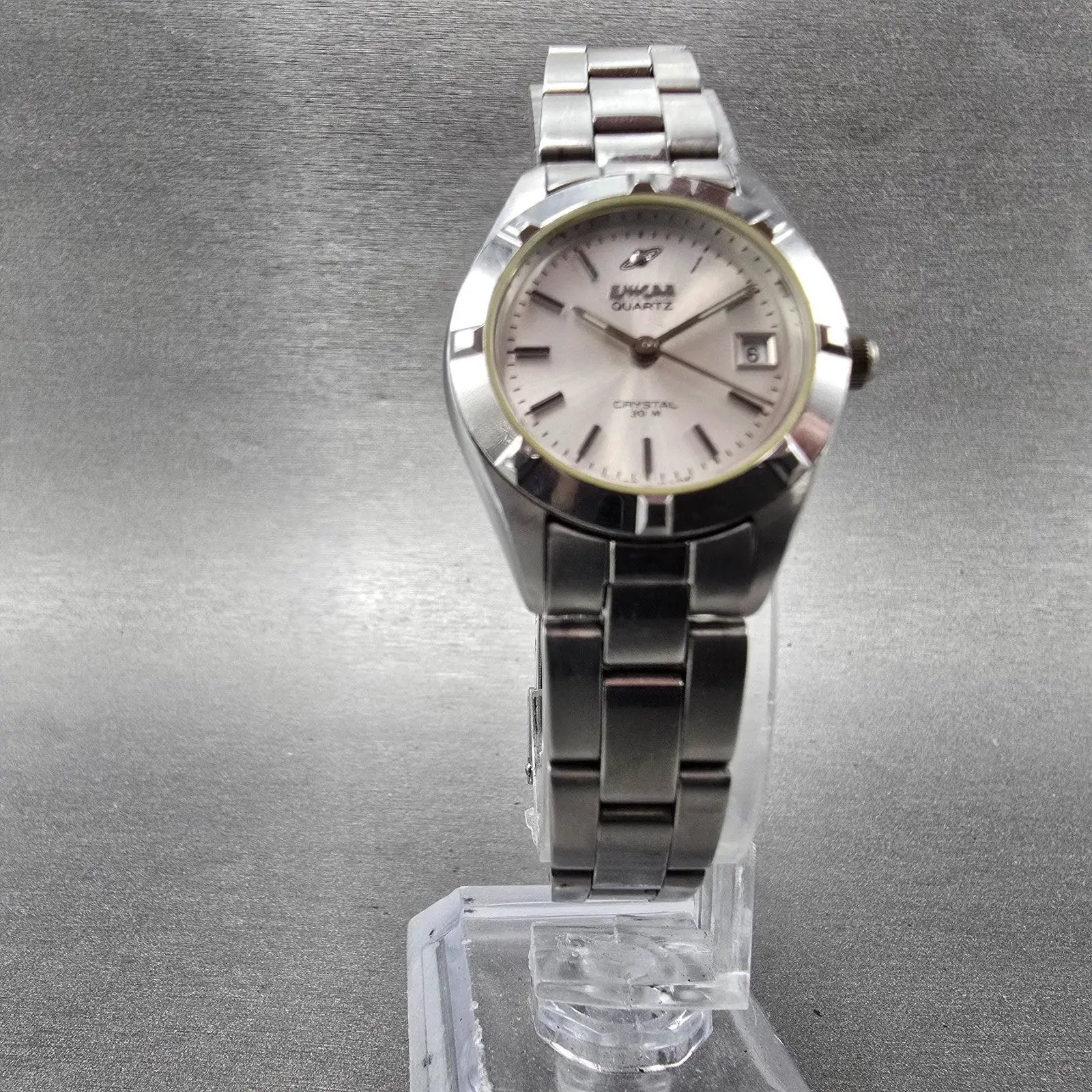 Enicar Watch Women 25mm Silver Dial Silver Tone Date Round 956.083 New Battery5