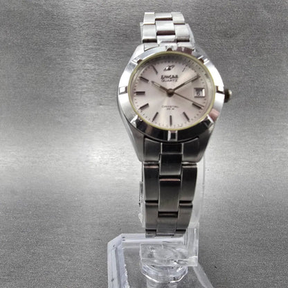 Enicar Watch Women 25mm Silver Dial Silver Tone Date Round 956.083 New Battery5