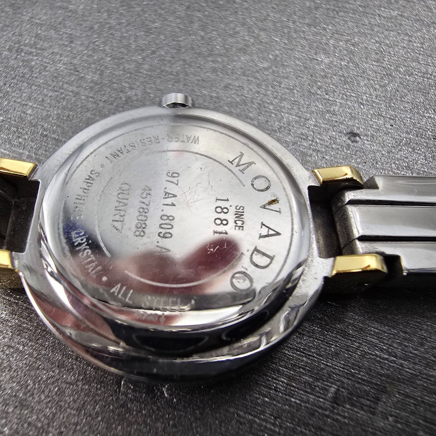 Movado Harmony Watch Women 23mm Black Dial Two Tone 97.A1.809.A New Battery8