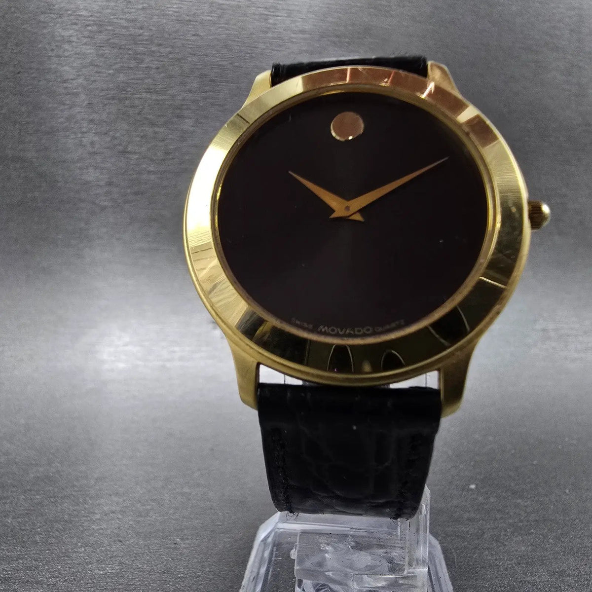 Movado Museum Watch Men 34mm Black Dial Gold Round 87-D1-844 New Battery Box6