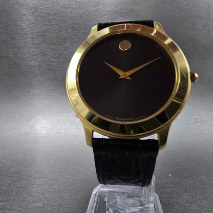 Movado Museum Watch Men 34mm Black Dial Gold Round 87-D1-844 New Battery Box6