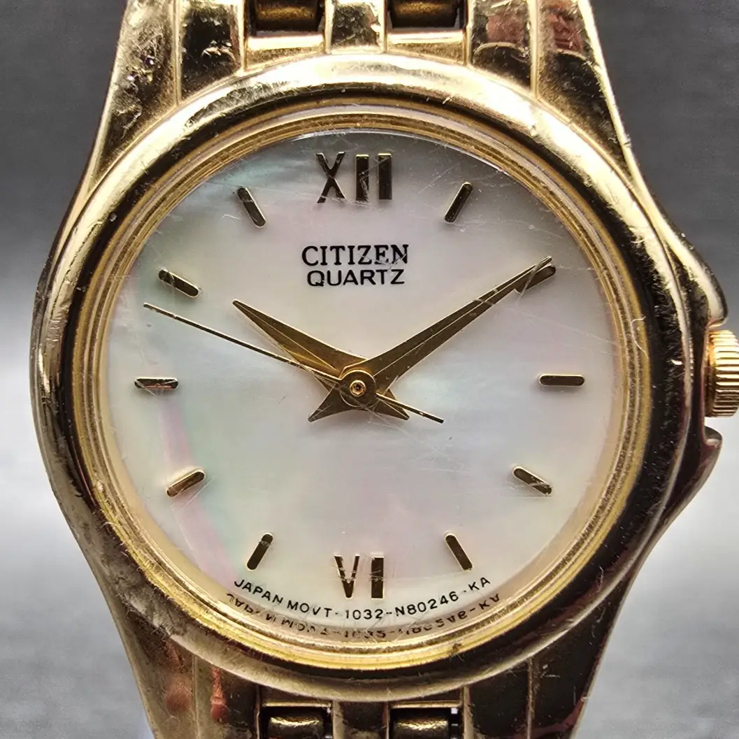 Citizen Watch Women 23mm MOP Dial Gold Tone Round 1032-S69764 New Battery VTG 121