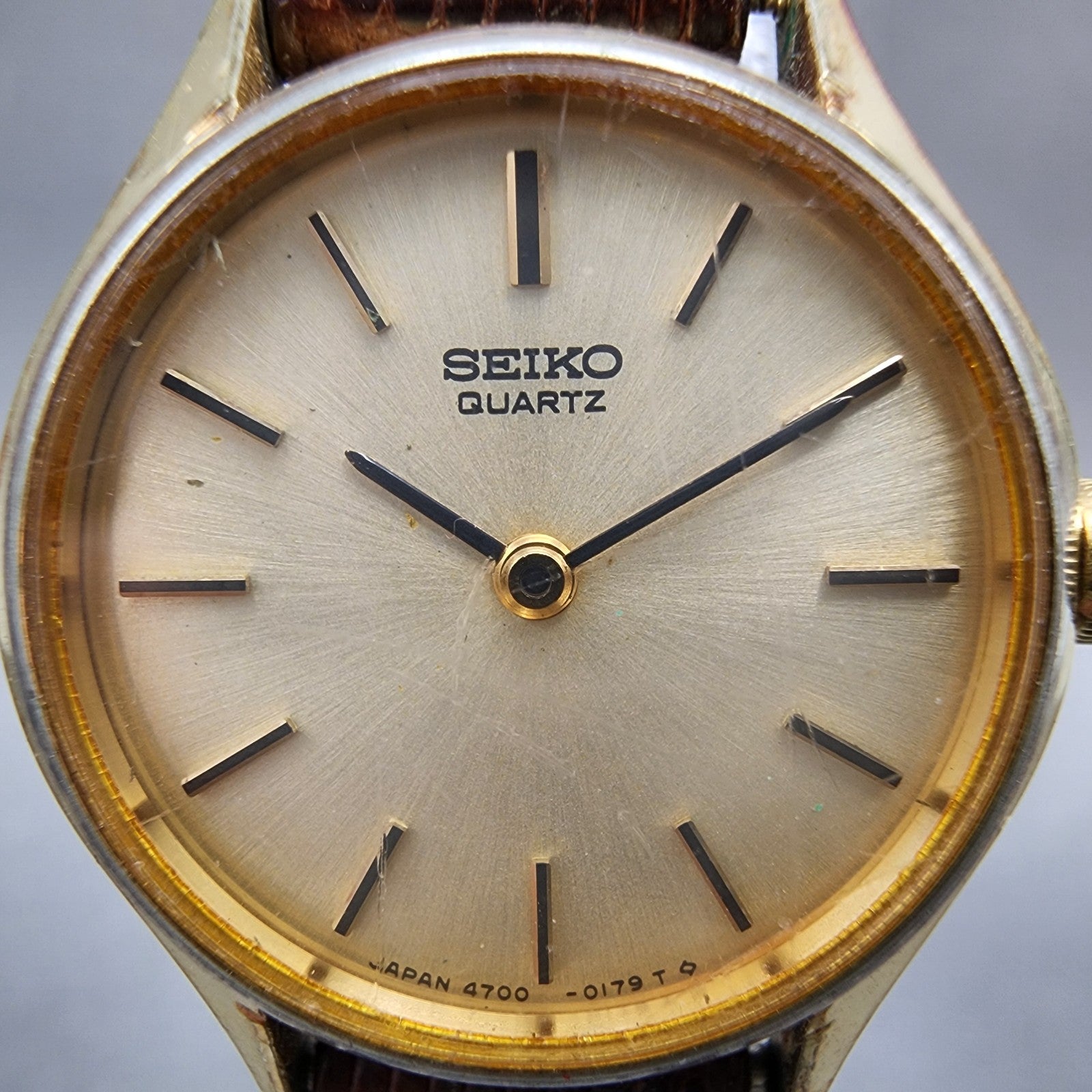 Seiko Watch Women 23mm Champagne Dial Gold Tone Round 47000059 New Battery1
