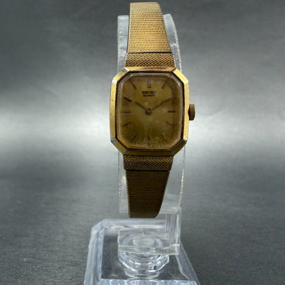 Seiko Watch Women 17mm Champagne Dial Gold Tone Octagon 4N00-5139 New Batt VTG 36