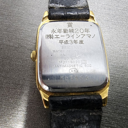 Seiko Spirit Tank Watch Women 20mm Gold Dial Gold Tone 1F215b20 New Battery12
