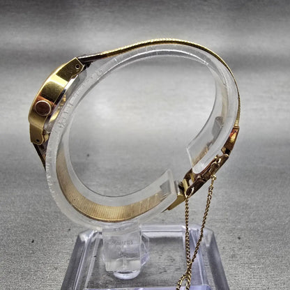 Seiko Watch Women 20mm Gold Dial Gold Tone Oval 1421-5710 New Battery Vintage6