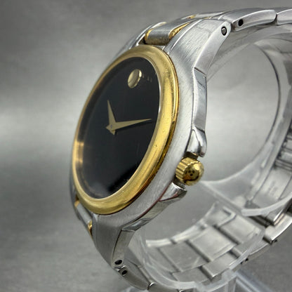 Movado Museum Watch Men 36mm Black Dial Two Tone Round 81.E2.866 New battery ABV2