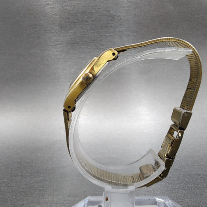 Citizen CQ Watch Women 17mm Silver Dial Gold Tone Rectangle 3220-322622 New Batt