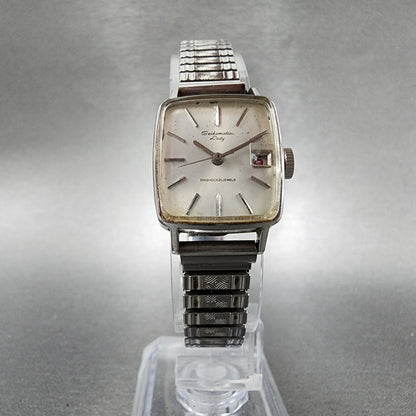 Seiko Matic Lady Watch Women 19mm White Dial Stainless Steel Rectangle Runs5