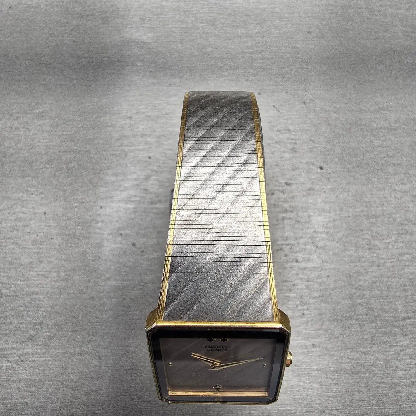 Seiko Watch Men 25mm Silver Dial Two Tone Rectangle 9020-551A New Battery VTG4
