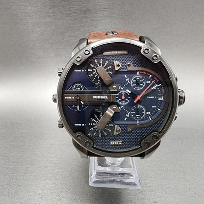 Diesel Mr Daddy 2.0 Watch Men 57mm Blue Dial Gray Tone Round DZ 7314 New Battery0