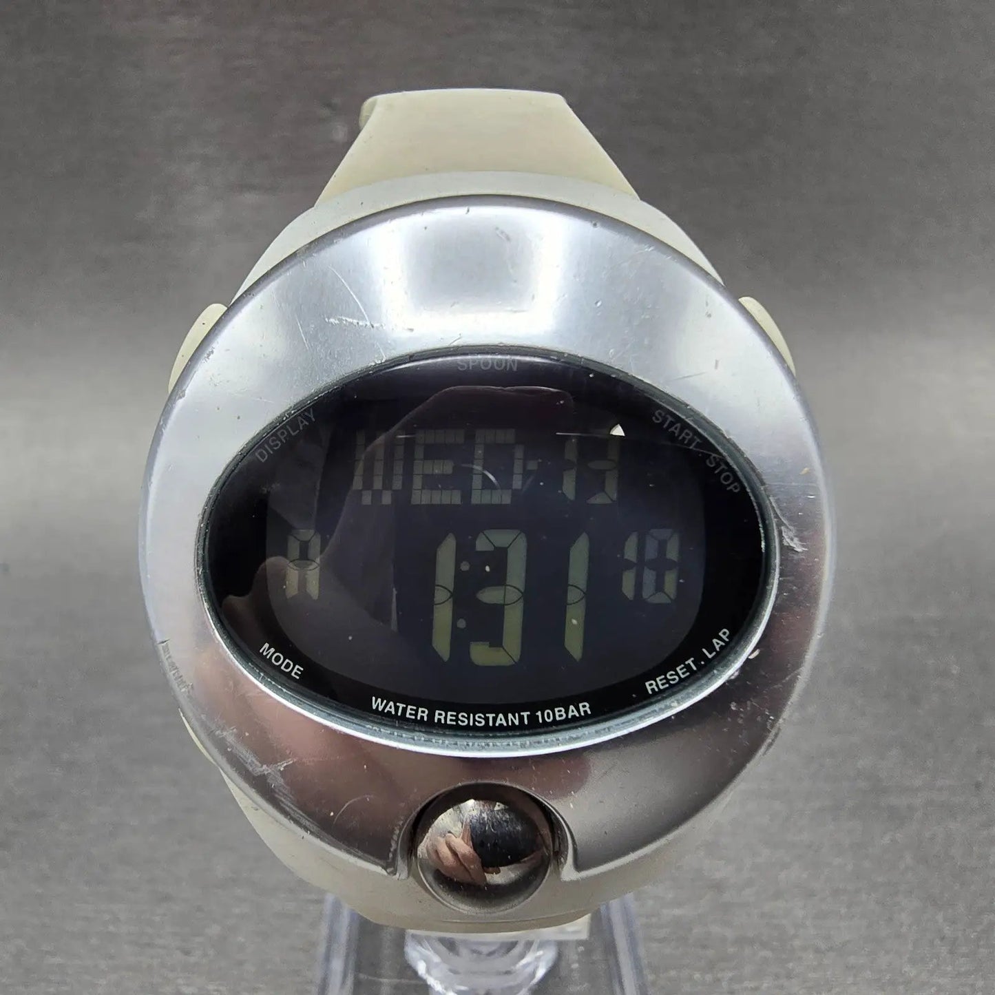 Seiko Wired Spoon Watch Men 38mm Silver Digital Alarm Chronograph New Battery0