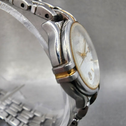 Bulova Watch Women 25mm White Dial Two Tone Date Round 98u16 New Battery3