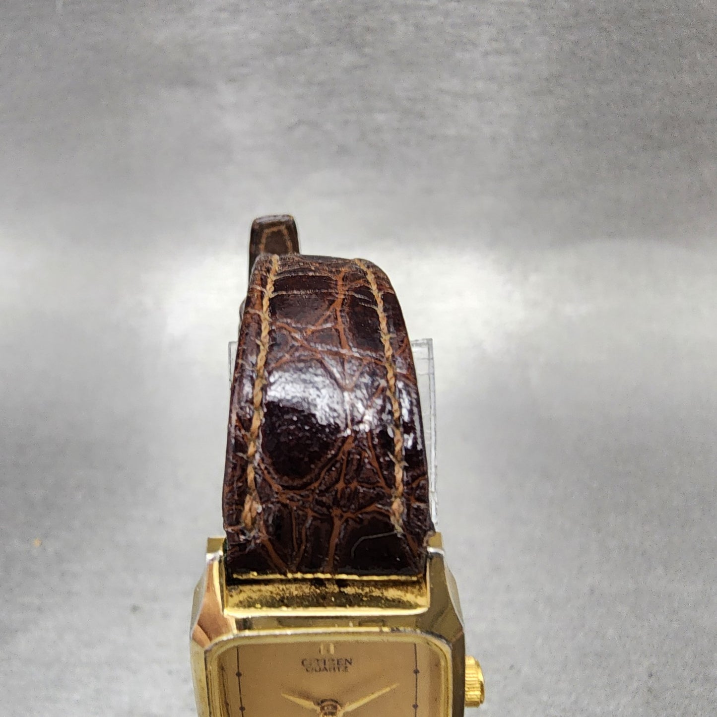 Citizen CQ Tank Watch Women 19mm Gold Dial Gold Tone Rectangle New Battery4