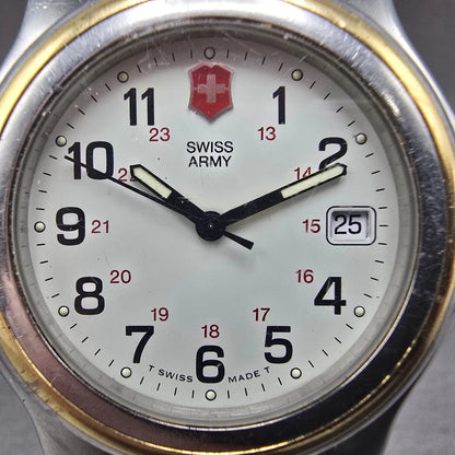 Victorinox Swiss Army Officers Watch Men 39mm White Dial Two Tone Date PARTS HJH2