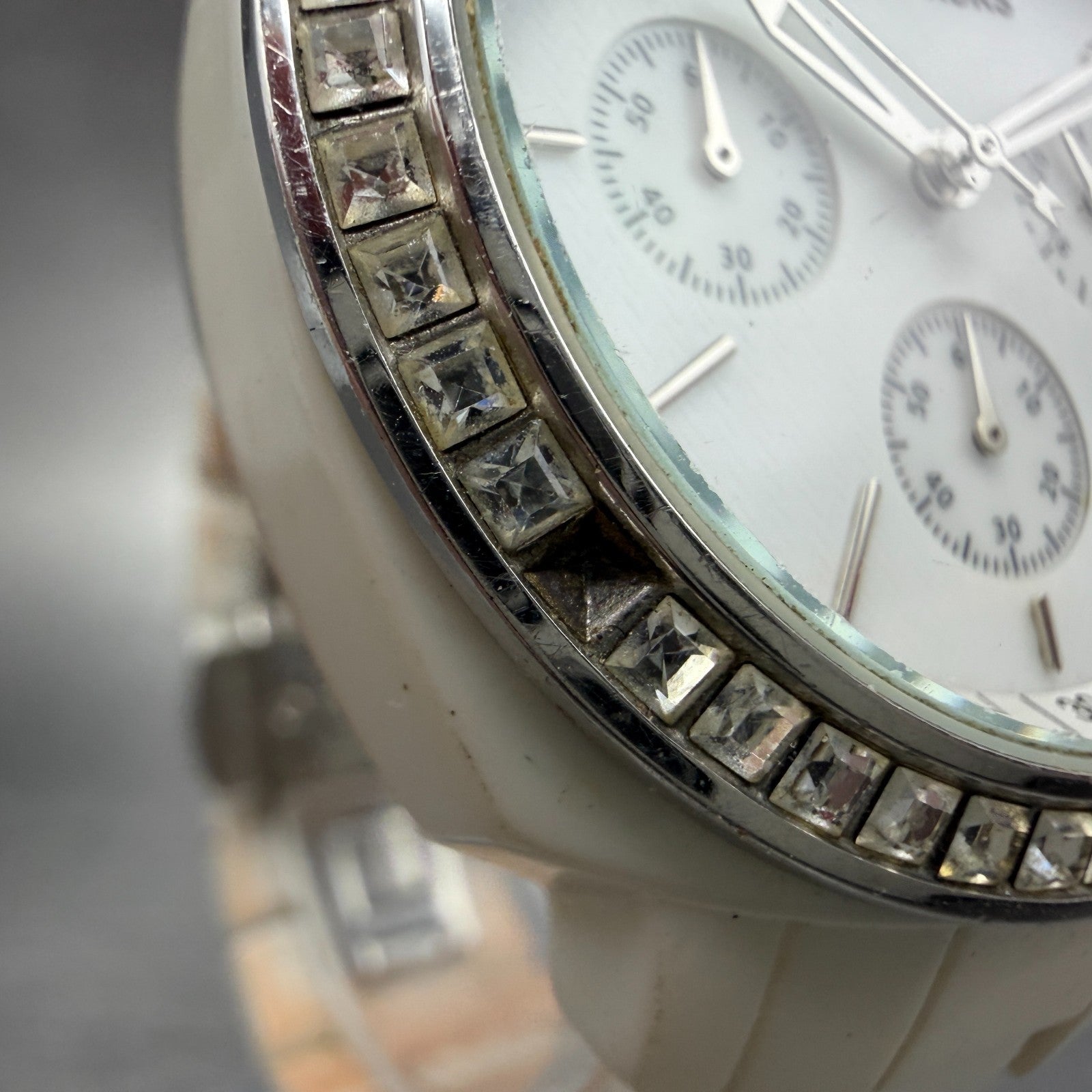 Michael kors Watch Women 40mm MOP Dial White Case Date Chrono MK-5079 New Batt6