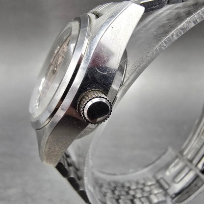Seiko Automatic Watch Women 25mm Pink Dial Silver Date 2205-0691 Runs VTG JDM2