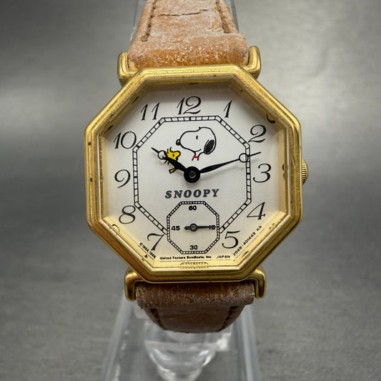 Citizen Vega Snoopy Watch Women 25mm White Dial Gold Tone Octagon New Batt0