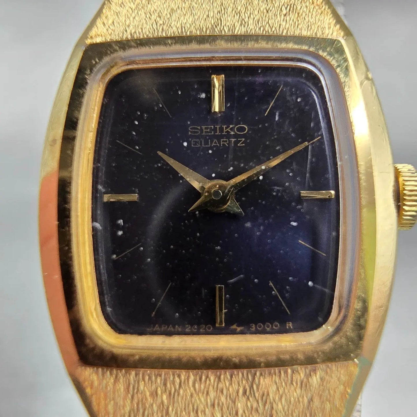 Seiko Watch Women 16mm Blue Dial Gold Tone Oval 2C20-6450 New Battery Vintage1