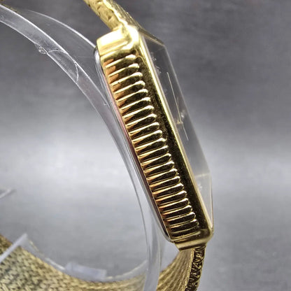 Lucien Piccard Dufonte Watch Men 25mm Black Dial Gold Tone Rectangle New Battery3
