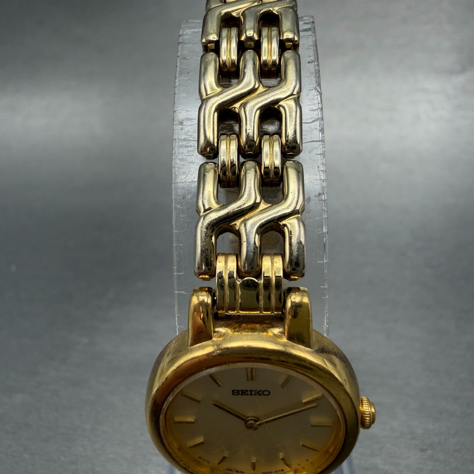 Seiko Watch Women 21mm Champagne Dial Gold Tone Round 1N00-1E09 New Battery BD74