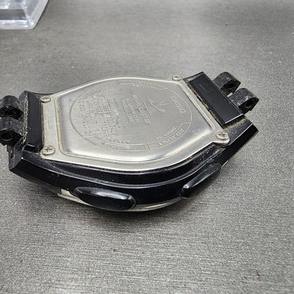 Casio Wave Ceptor Watch Men 42mm Black Dial Silver Tone Analog Digital Solar B1210