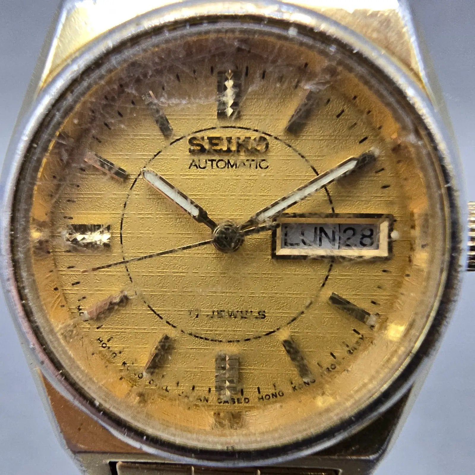 Seiko Automatic Watch Women 25mm Champagne Dial Gold Tone Daydate 4206-0469 Runs1