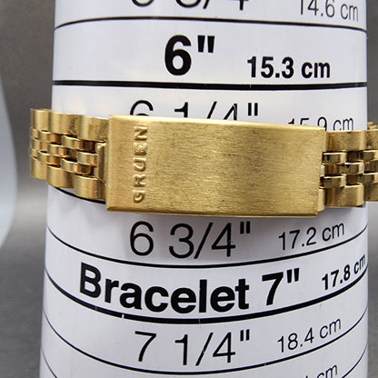 Gruen President Watch Women 26mm Gold Dial Gold Tone Date Round New Battery9