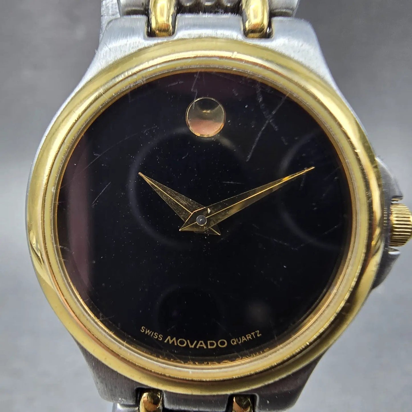 Movado Museum Watch Women 25mm Black Dial Two Tone Round 81-E4-9836 New Battery1