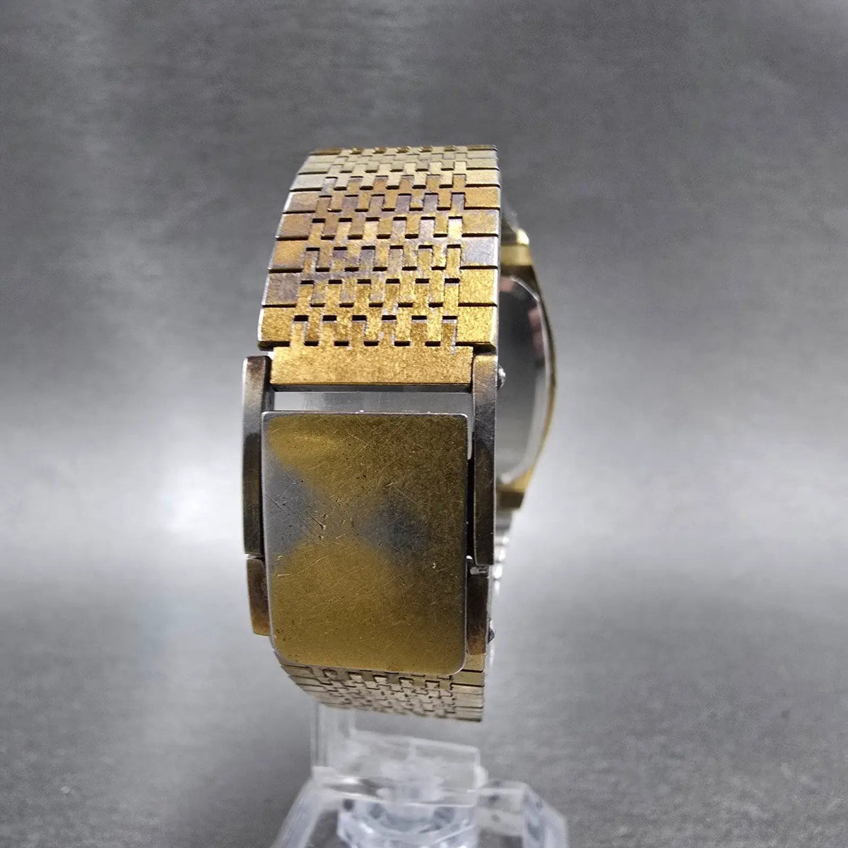 Citizen CQ Watch Men 32mm Gold Dial Gold Tone Rectangle 4-711572 Tank VTG PARTS8