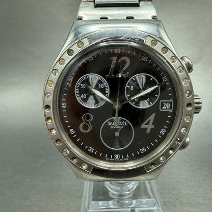 Swatch Irony Chrono Dreamnight watch Men 40mm Black Dial Steel YCS485G New Batt0
