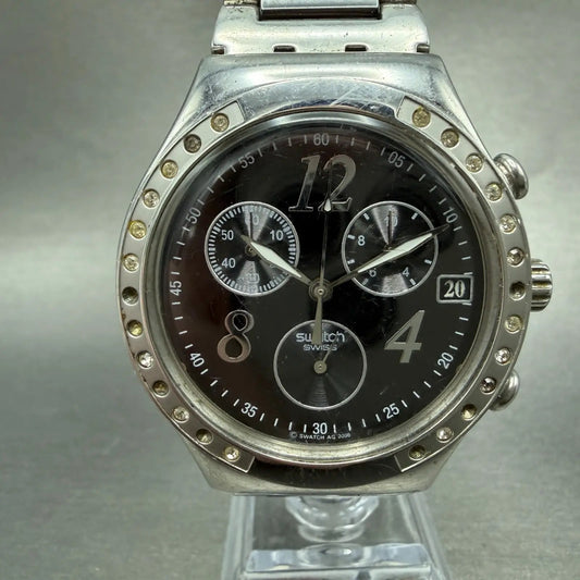 Swatch Irony Chrono Dreamnight watch Men 40mm Black Dial Steel YCS485G New Batt0