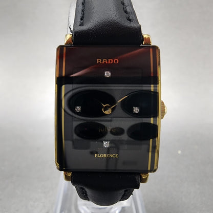 Rado Jubile Tank Watch Women 18mm Black Dial Gold Tone 153.3602.2 New Battery1