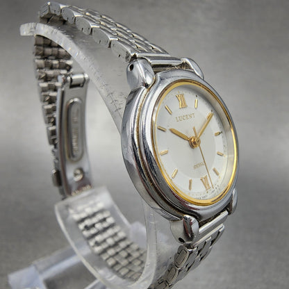 Seiko Lucent Watch Women 23mm White Dial Silver Tone Round 4N21-0610 New Battery
