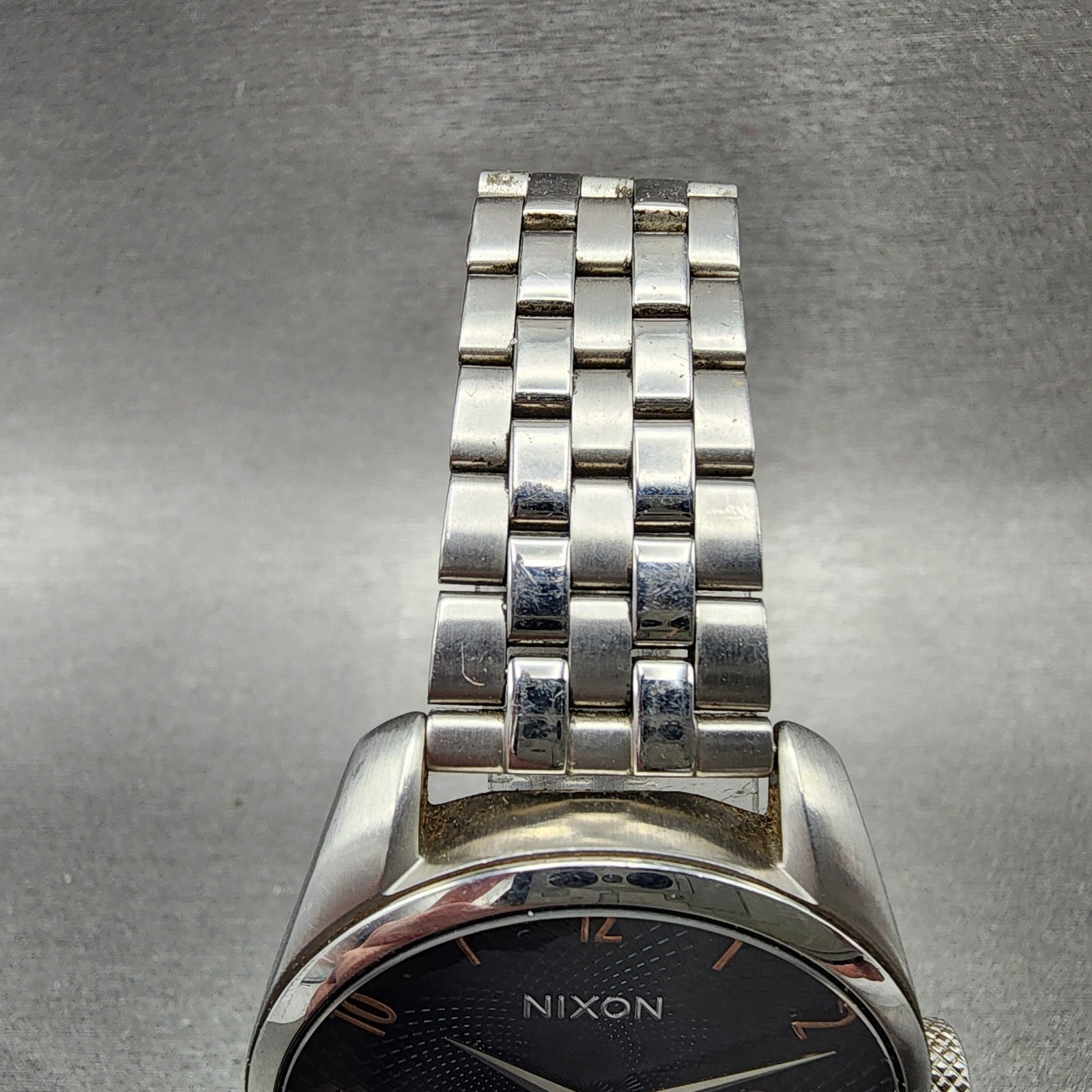 Nixon The Bullet Watch Women 38mm Blue Dial Silver Tone Date Round New Battery4