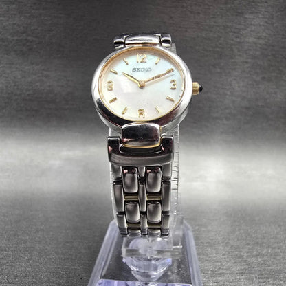 Seiko Watch Women 21mm MOP Dial Silver Tone Round 1N00-0GR0 New Battery VTG JP5