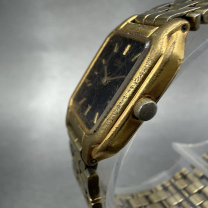 Seiko Tank Watch Women 17mm Black Dial Gold Tone Rectangle V400-5498 New Battery2
